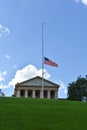 American Flag at half mast at Arlington National Cemetery Royalty Free Stock Photo